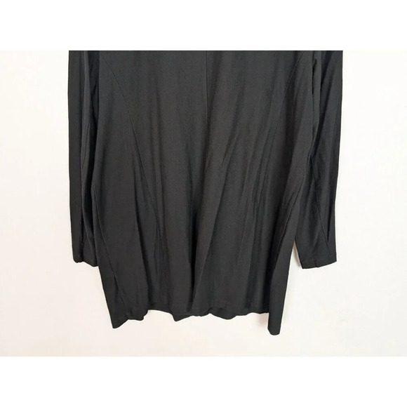 Eileen Fisher L Open Front Cardigan Black Flowy Jersey Stretch Classic Nuetral - Picture 10 of 14